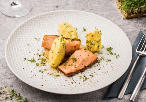 Lachsforelle mit Kressepolenta